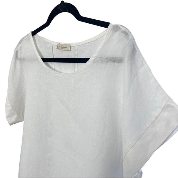 Crisp White Linen Made in Italy Bella Umbra Top, Minimalist, Lagenlook, Boho S - Picture 6 of 6